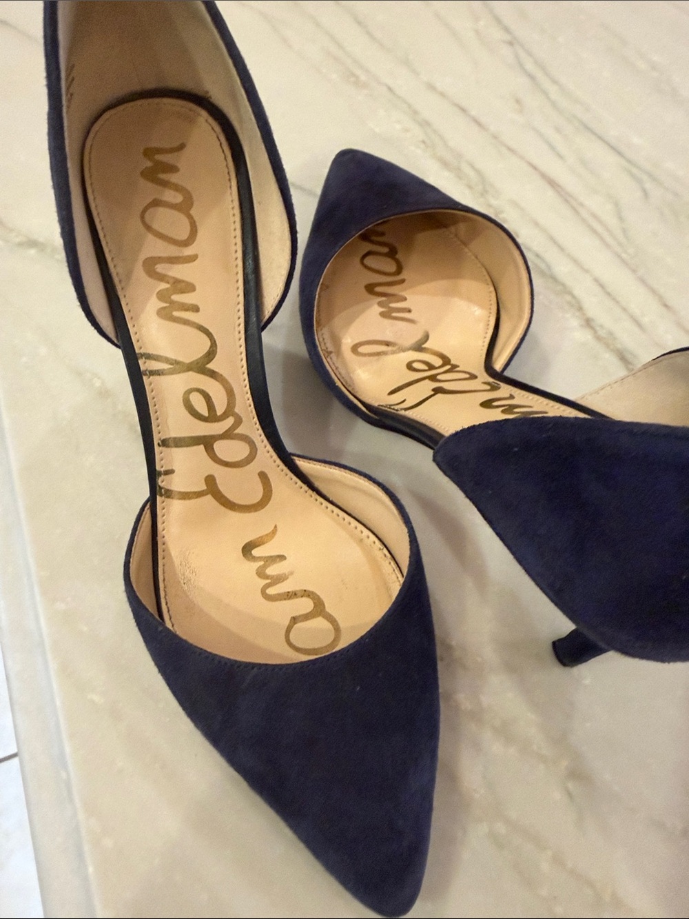 Sam Edelman Navy Suede D'Orsay Pointed Toe Pump - Picture 7 of 7